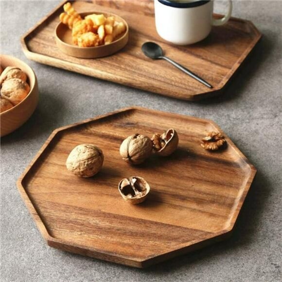 Acacia Wood Charcuterie Board Set Serving Trays Cheese Fruit Veggie Platter - Picture 2 of 8